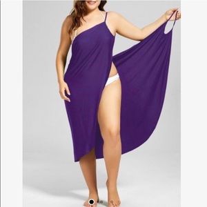 PURPE STRIPES Bathing suit wrap style cover-size L